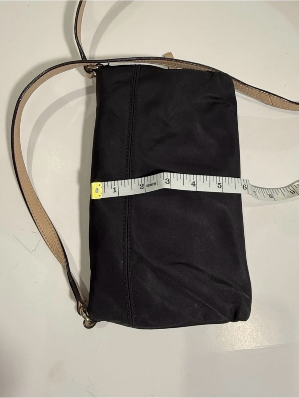 Kate Spade Classic Black Folding Crossbody Bag with Beige Strap - Picture 11 of 13